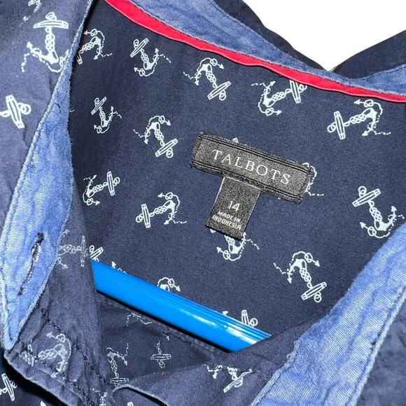 TALBOTS long sleeve shirt, navy anchor print, women's size 14 - Picture 6 of 10